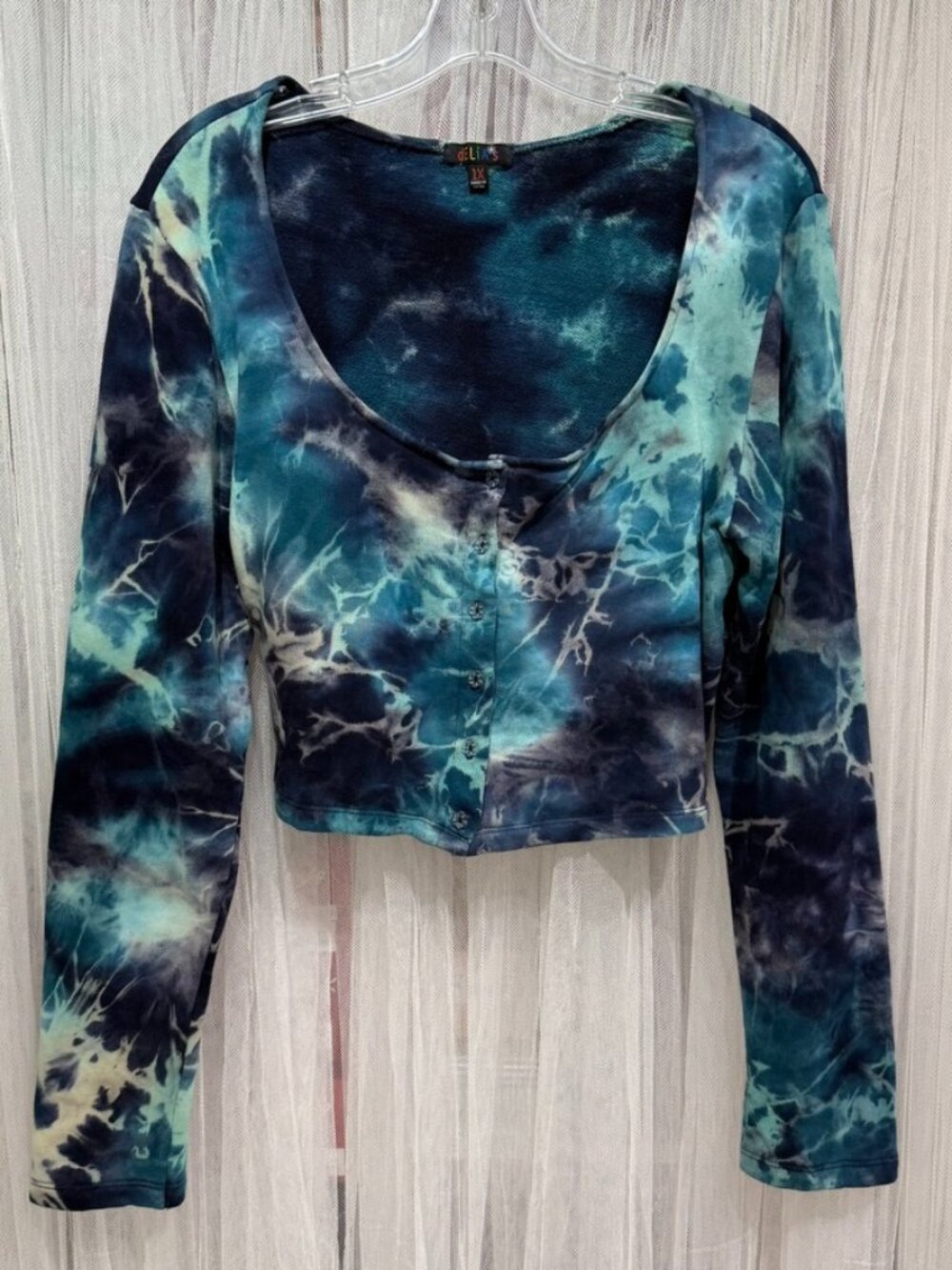 dELiA*s by Dolls Kill Tie Dye Button Front Crop Cardigan Women's Size 1X